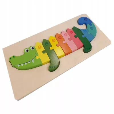 Puzzle drewniane krokodyl dla dzieci – układanka edukacyjna 11 elementów