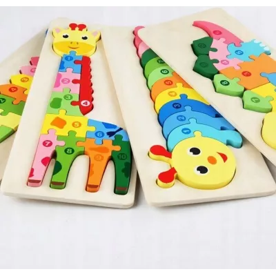 Puzzle drewniane krokodyl dla dzieci – układanka edukacyjna 11 elementów