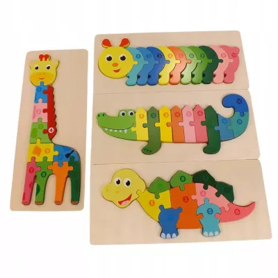 Puzzle drewniane krokodyl dla dzieci – układanka edukacyjna 11 elementów