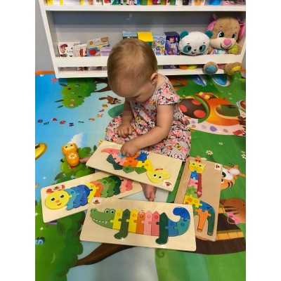 Drewniane puzzle gąsienica dla dzieci | Układanka edukacyjna do nauki kolorów i liczenia