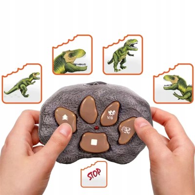 Zdalnie sterowany dinozaur Tyranozaur z pilotem i efektami – zabawka interaktywna dla dzieci 3+