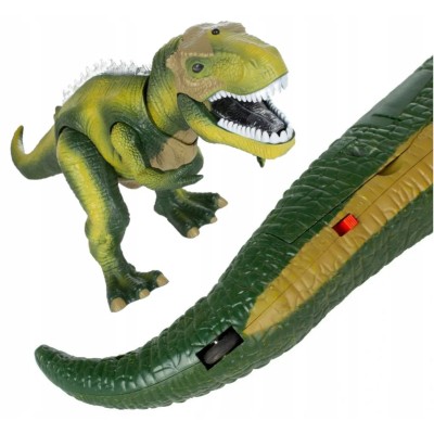 Zdalnie sterowany dinozaur Tyranozaur z pilotem i efektami – zabawka interaktywna dla dzieci 3+