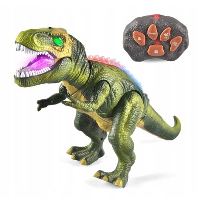Zdalnie sterowany dinozaur Tyranozaur z pilotem i efektami – zabawka interaktywna dla dzieci 3+