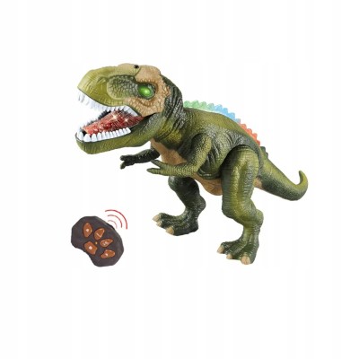Zdalnie sterowany dinozaur Tyranozaur z pilotem i efektami – zabawka interaktywna dla dzieci 3+