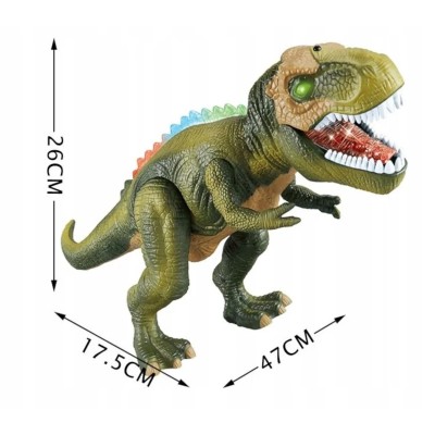 Zdalnie sterowany dinozaur Tyranozaur z pilotem i efektami – zabawka interaktywna dla dzieci 3+