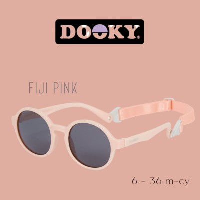 Okulary przeciwsłoneczne Dooky Fiji Pink 6–36M UV400, polaryzacja, elastyczne, pasek, etui