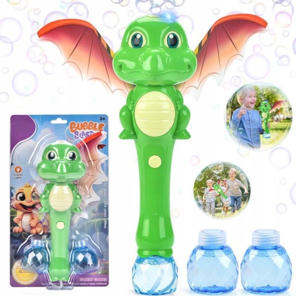 Różdżka do baniek dinozaur z dźwiękiem i światłem – magiczna zabawa na dworze