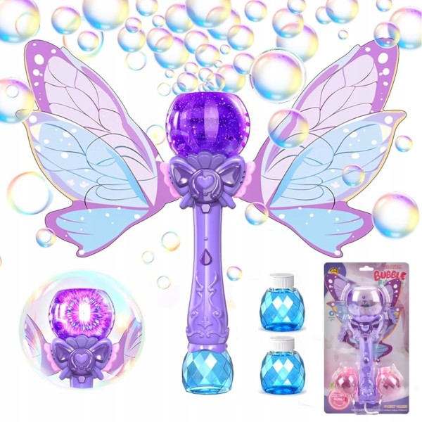 Różdżka do baniek motyl z efektem LED – magiczna zabawa na dworze i urodzinach