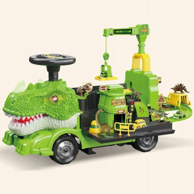 Jeździk Dinozaur 2w1 z parkingiem i dźwigiem | Zestaw edukacyjny