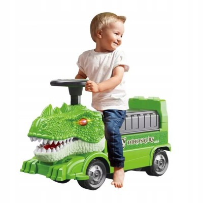 Jeździk Dinozaur 2w1 z parkingiem i dźwigiem | Zestaw edukacyjny