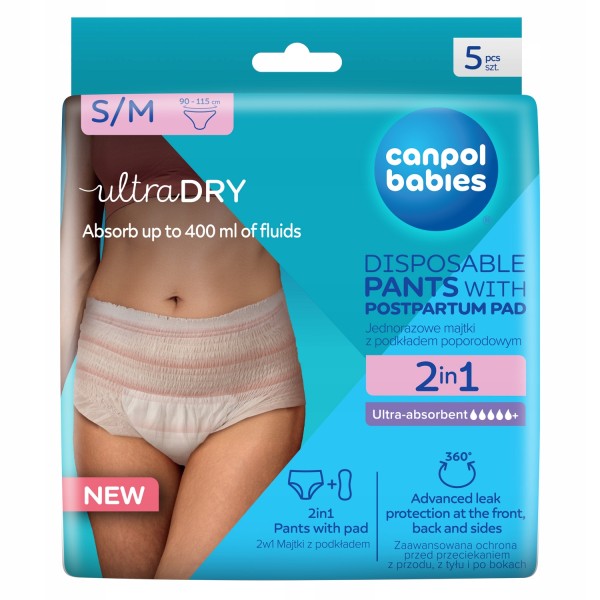 Canpol babies Jednorazowe majtki 2w1 z podkładem poporodowym S/M 78/011