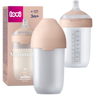 Butelka do karmienia LOVI Mammafeel 250 ml ze smoczkiem dynamicznym 21/596 3m+ Butelka do karmienia LOVI Mammafeel 250 ml ze smoczkiem dynamicznym 21/596 3m+