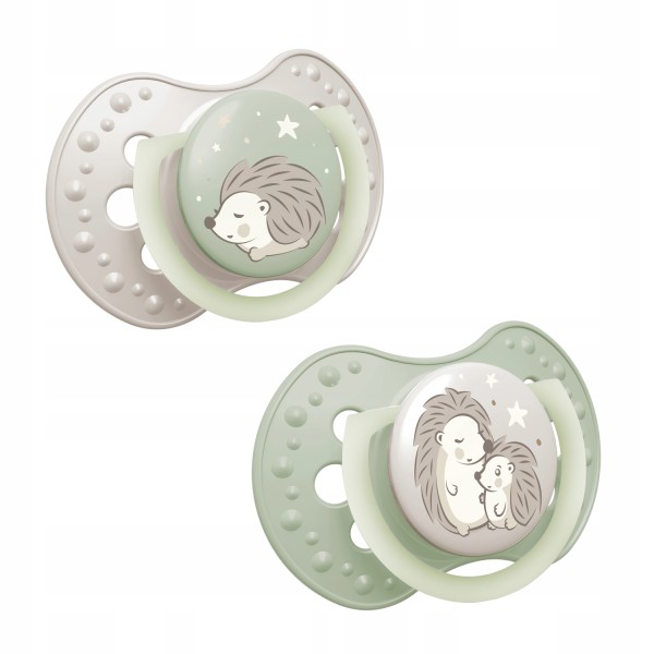 Smoczek silikonowy dynamiczny LOVI 6-18m 2 szt Night&Day Hedgehog 22/930