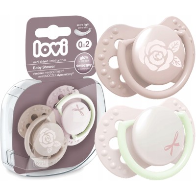 Smoczek silikonowy dynamiczny LOVI 0-2 m 2 szt. Baby Shower Girl 22/900girl Smoczek silikonowy dynamiczny LOVI 0-2 m 2 szt. Baby Shower Girl 22/900girl