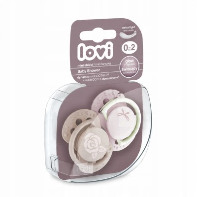 Smoczek silikonowy dynamiczny LOVI 0-2 m 2 szt. Baby Shower Girl 22/900girl Smoczek silikonowy dynamiczny LOVI 0-2 m 2 szt. Baby Shower Girl 22/900girl