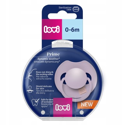 Smoczek silikonowy dynamiczny LOVI Prime 0-6m Violet 34/421 Smoczek silikonowy dynamiczny LOVI Prime 0-6m Violet 34/421