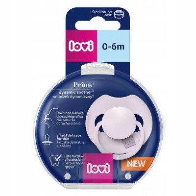 Smoczek silikonowy dynamiczny LOVI Prime 0-6m Lilac 34/420 Smoczek silikonowy dynamiczny LOVI Prime 0-6m Lilac 34/420