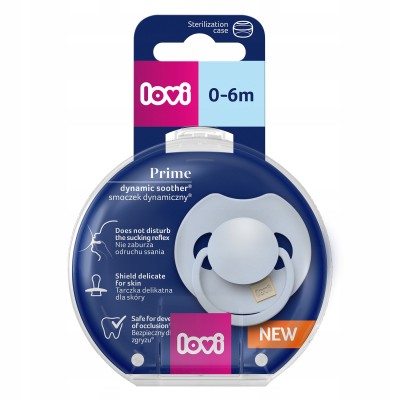 Smoczek silikonowy dynamiczny LOVI Prime 0-6m Baby Blue 34/416 Smoczek silikonowy dynamiczny LOVI Prime 0-6m Baby Blue 34/416