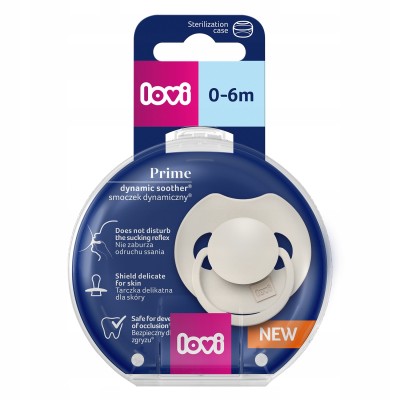 Smoczek silikonowy dynamiczny LOVI Prime 0-6m Coconut 34/400 Smoczek silikonowy dynamiczny LOVI Prime 0-6m Coconut 34/400