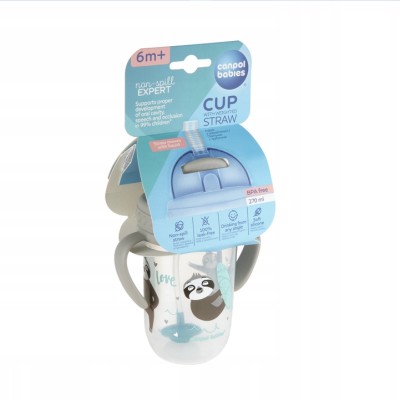 Kubek niekapek Canpol 270ml z rurką i odważnikiem 6m+ BPA FREE 56/606_grey Kubek niekapek Canpol 270ml z rurką i odważnikiem 6m+ BPA FREE 56/606_grey