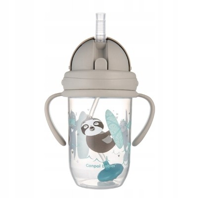 Kubek niekapek Canpol 270ml z rurką i odważnikiem 6m+ BPA FREE 56/606_grey Kubek niekapek Canpol 270ml z rurką i odważnikiem 6m+ BPA FREE 56/606_grey