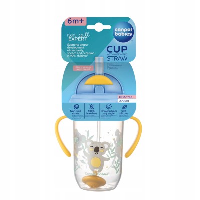 Kubek niekapek z rurką i odważnikiem Canpol babies 270 ml exotic 56/606_yel Kubek niekapek z rurką i odważnikiem Canpol babies 270 ml exotic 56/606_yel