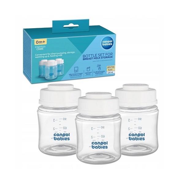 Canpol babies zestaw butelek do przechowywania pokarmu mleka 3x120ml 35/235