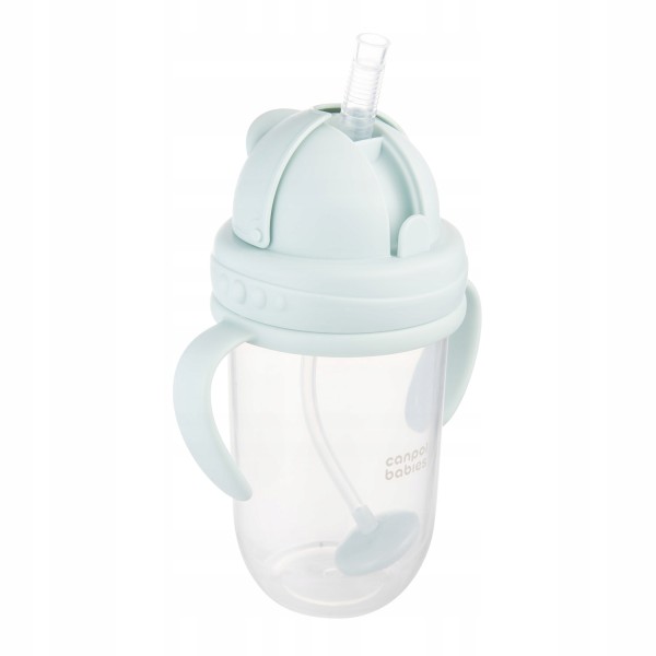 Kubek niekapek Canpol 270ml z rurką i odważnikiem 6m+ zielony BPA FREE
