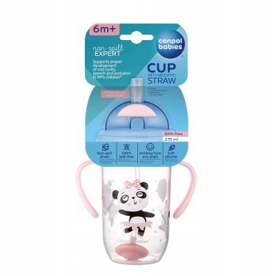 Kubek niekapek Canpol babies 270 ml z rurką i odważnikiem EXOTIC ANIMALS Kubek niekapek Canpol babies 270 ml z rurką i odważnikiem EXOTIC ANIMALS