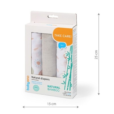 Pieluszki bambusowe 70x70 cm – 3 sztuki | Naturalne, delikatne i hipoalergiczne dla niemowląt