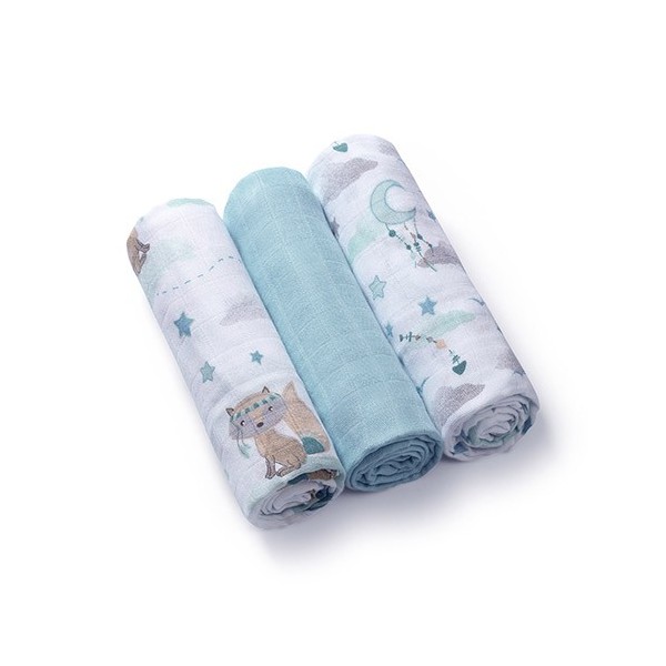 Naturalne pieluszki z włókien bambusa natural bamboo niebieskie Babyono 397/12