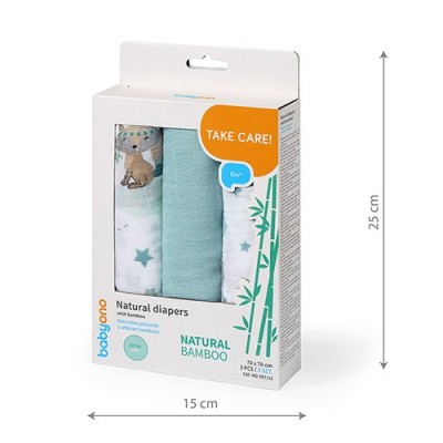 Pieluszki bambusowe 70x70 cm – Naturalne, miękkie, hipoalergiczne | Zestaw 3 sztuki