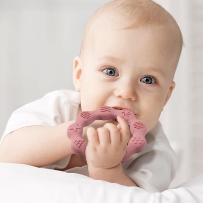 Babyono RING – silikonowy gryzak dla niemowląt | Bezpieczny, chłodzący, od 0m+