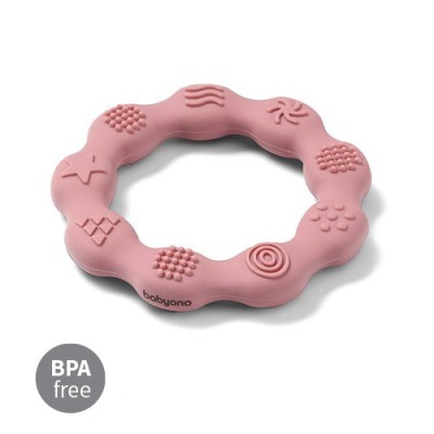 Babyono RING – silikonowy gryzak dla niemowląt | Bezpieczny, chłodzący, od 0m+