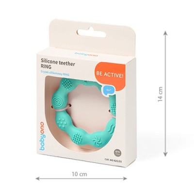 Babyono RING – silikonowy gryzak dla niemowląt | Bezpieczny, chłodzący, od 0m+