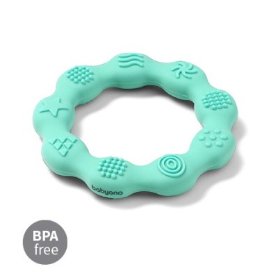 Babyono RING – silikonowy gryzak dla niemowląt | Bezpieczny, chłodzący, od 0m+