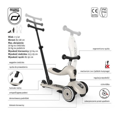Scoot & Ride Highwaykick 1 Push and Go 2w1 – jeździk i hulajnoga z rączką, dla spacerów i zabawy w domu i na zewnątrz Scoot & Ride Highwaykick 1 Push and Go 2w1 – jeździk i hulajnoga z rączką, dla spacerów i zabawy w domu i na zewnątrz