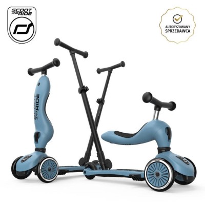 Scoot & Ride Highwaykick 1 Push and Go 2w1 – jeździk i hulajnoga z rączką, dla spacerów i zabawy w domu i na zewnątrz Scoot & Ride Highwaykick 1 Push and Go 2w1 – jeździk i hulajnoga z rączką, dla spacerów i zabawy w domu i na zewnątrz