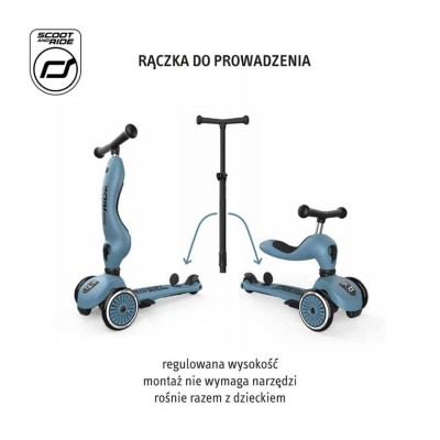 Scoot & Ride Highwaykick 1 Push and Go 2w1 – jeździk i hulajnoga z rączką, dla spacerów i zabawy w domu i na zewnątrz Scoot & Ride Highwaykick 1 Push and Go 2w1 – jeździk i hulajnoga z rączką, dla spacerów i zabawy w domu i na zewnątrz