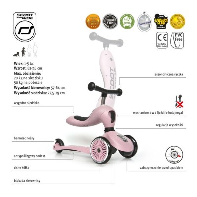 Highwaykick 1 2w1 – hulajnoga i jeździk z regulacją, bezpieczna i wygodna | Scoot & Ride Rose Highwaykick 1 2w1 – hulajnoga i jeździk z regulacją, bezpieczna i wygodna | Scoot & Ride Rose