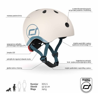 Kask dziecięcy Scoot & Ride XXS – ultralekki, bezpieczny, z lampką LED Kask dziecięcy Scoot & Ride XXS – ultralekki, bezpieczny, z lampką LED