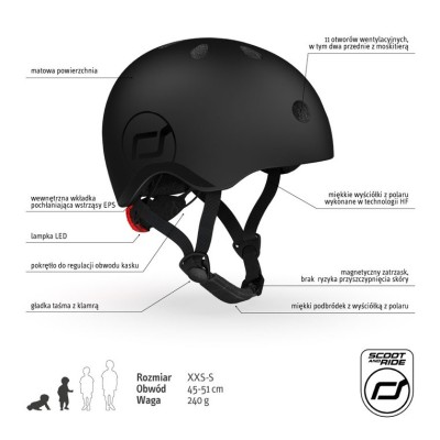 Kask dziecięcy Scoot & Ride XXS – ultralekki, bezpieczny, z lampką LED Kask dziecięcy Scoot & Ride XXS – ultralekki, bezpieczny, z lampką LED