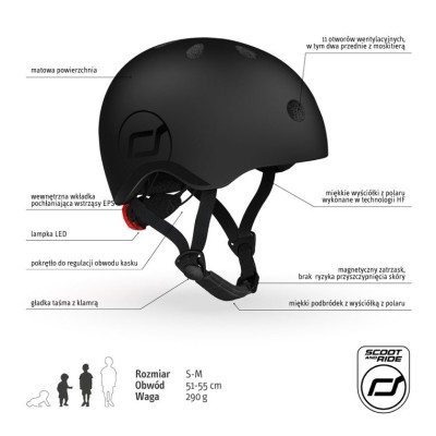 Kask dziecięcy Scoot & Ride S-M – lekki, regulowany, z lampką LED
