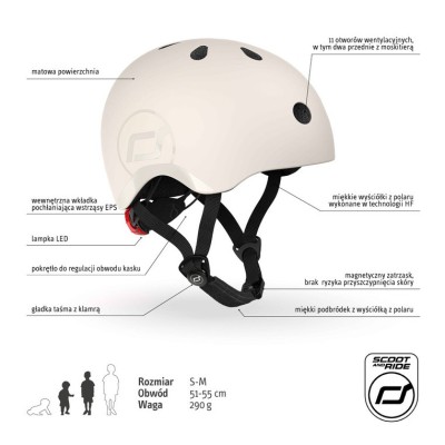 Kask dziecięcy Scoot & Ride S-M – lekki, regulowany, z lampką LED Kask dziecięcy Scoot & Ride S-M – lekki, regulowany, z lampką LED