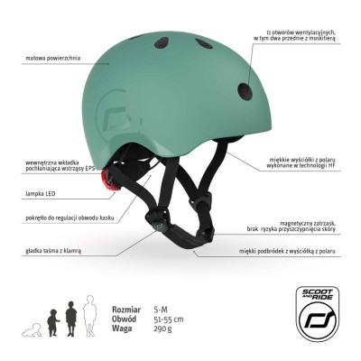 Kask dziecięcy Scoot & Ride S-M – lekki, regulowany, z lampką LED Kask dziecięcy Scoot & Ride S-M – lekki, regulowany, z lampką LED