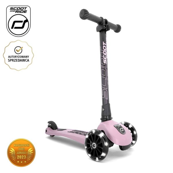 SCOOTANDRIDE Highwaykick 3 LED Hulajnoga składana ze świecącymi kółkami 3+ Rose