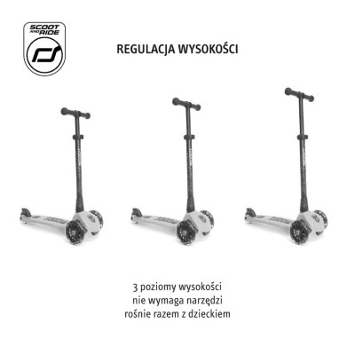 Hulajnoga Scoot & Ride Highwaykick 3 LED – balansowa, świecące koła, regulacja, bezpieczeństwo, kolor Steel