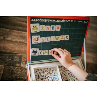 Magnetyczna układanka Magnetibook – Polski Alfabet, nauka liter, zabawa z magnesami, JANOD J02593 Magnetyczna układanka Magnetibook – Polski Alfabet, nauka liter, zabawa z magnesami, JANOD J02593