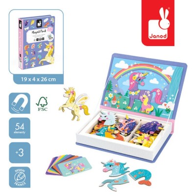 Magnetibook Jednorożec – magnetyczna układanka dla dzieci, JANOD J02584 Magnetibook Jednorożec – magnetyczna układanka dla dzieci, JANOD J02584