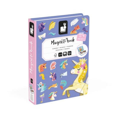 Magnetibook Jednorożec – magnetyczna układanka dla dzieci, JANOD J02584 Magnetibook Jednorożec – magnetyczna układanka dla dzieci, JANOD J02584